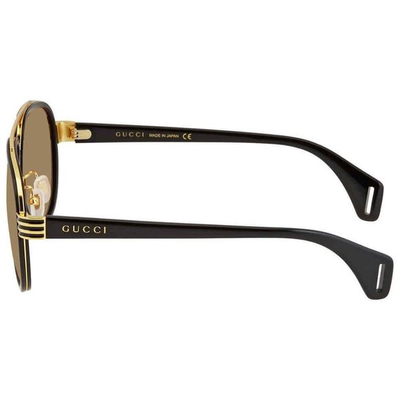 NEW Gucci Black and Gold Aviator Men's Sunglasses - Picture 3 of 4